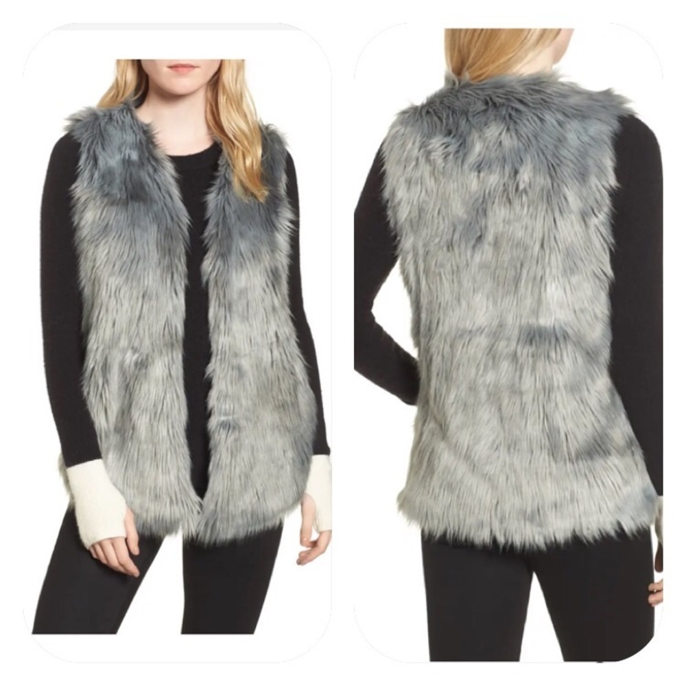 🎁 Dylan Faux Fur Gray Vest Size M